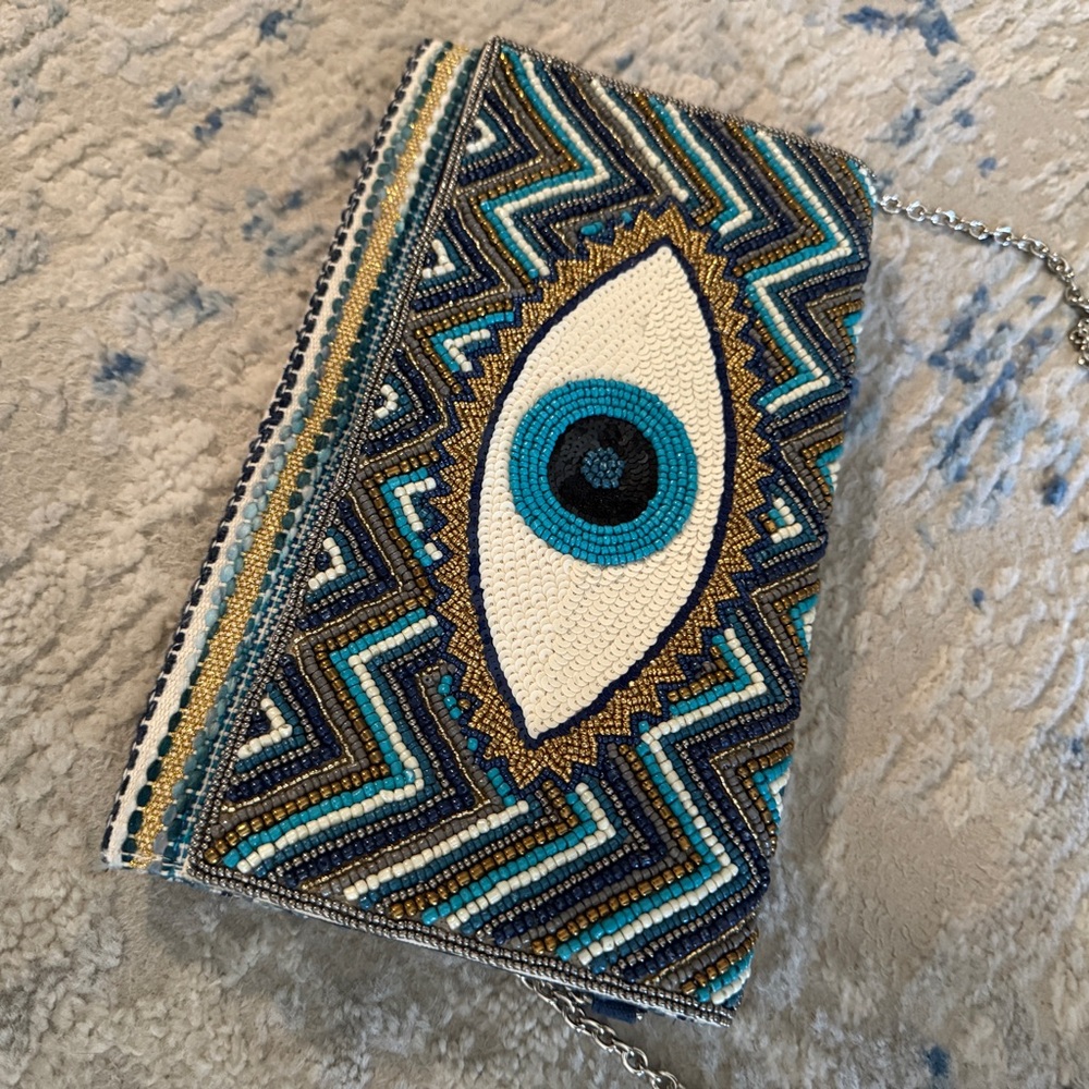 America & Beyond Artisan Beaded Evil Eye Clutch